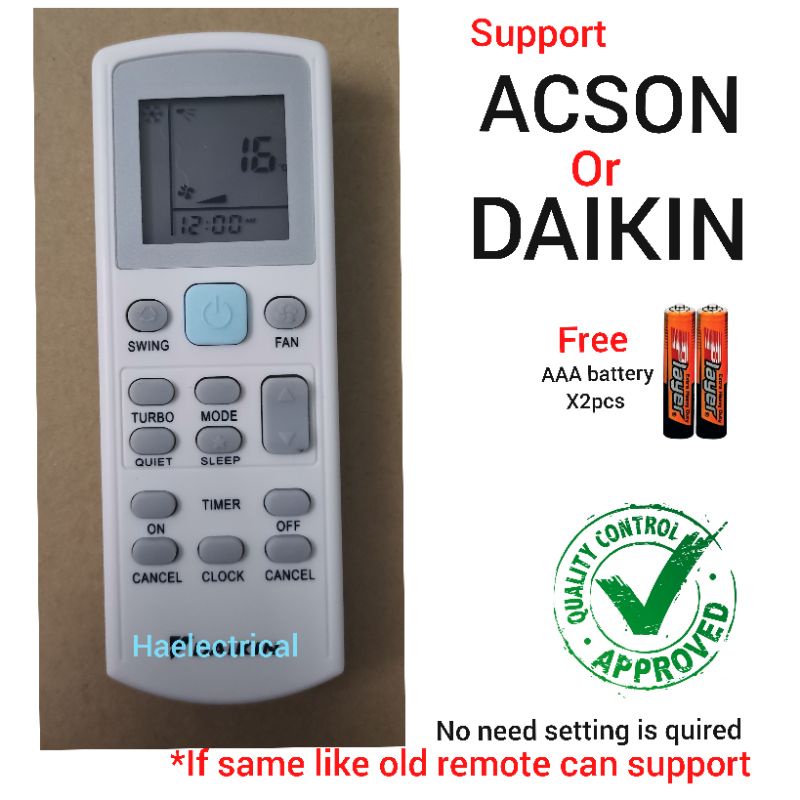 Air cond remote control for ACSON DAIKIN Shopee Malaysia