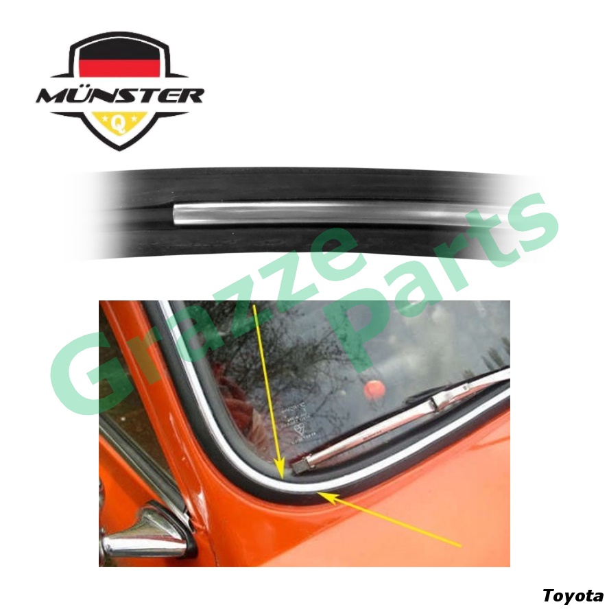 (4m) Münster Chrome Lining Insert Filler Strip Windshield Rubber Front Toyota Hilux LN50 LN85 Corolla KE10 KE20 KE30