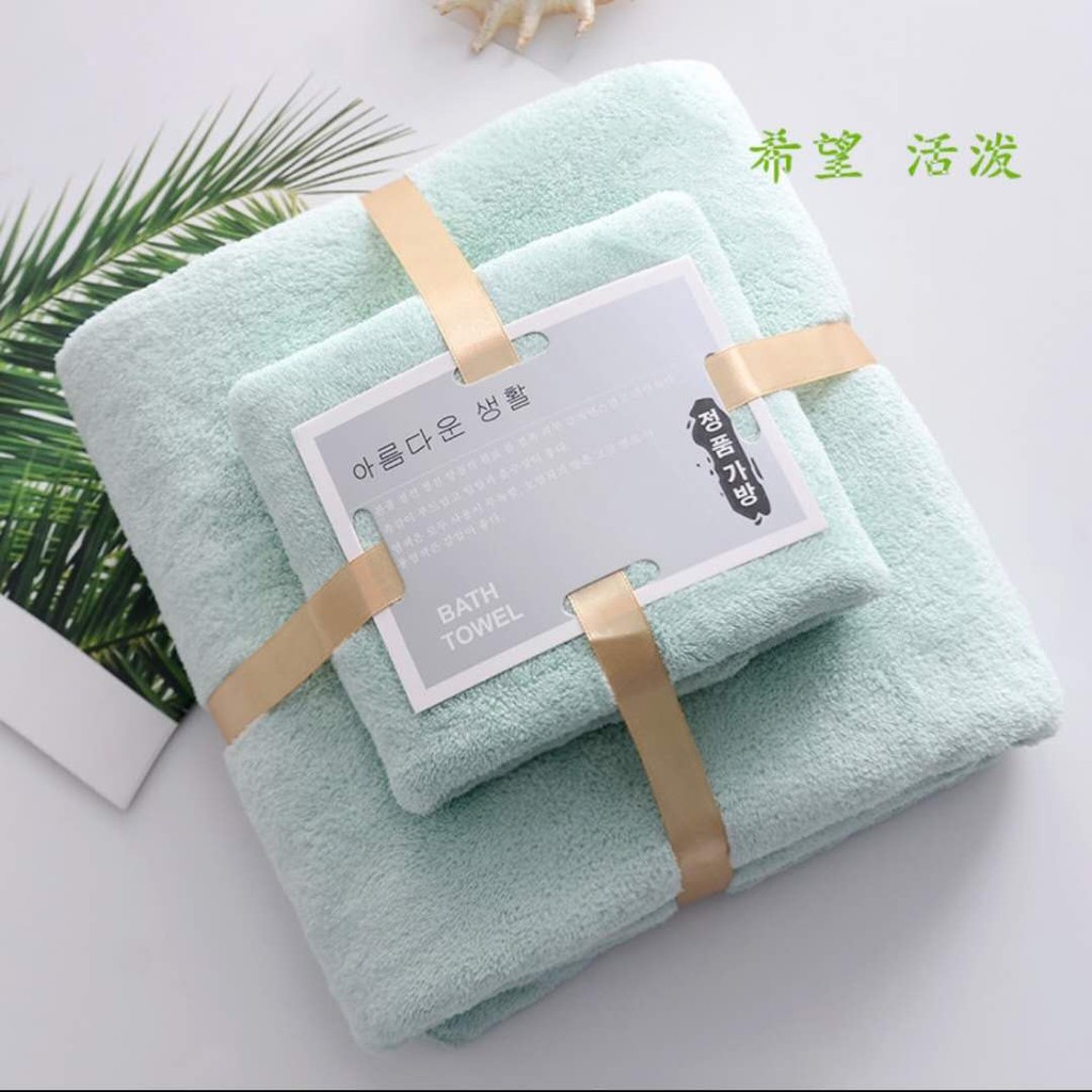 Ready Stock (Buy 1 Free 1) Luxury Super Large Towel Set High Absorbent Soft Bath Towel & Face Towels Tuala Lembut