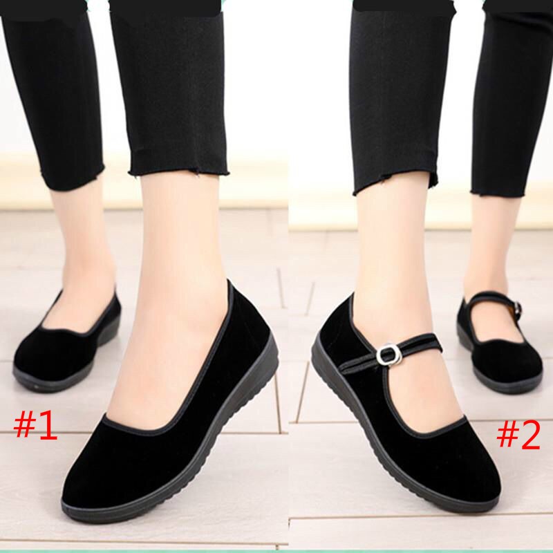 black flat office shoes