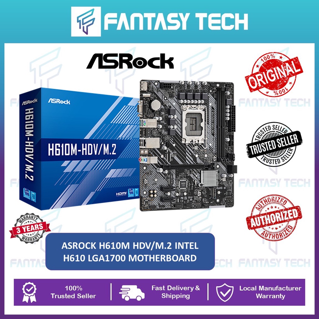 ASROCK H610M HDV/M.2 INTEL H610 LGA1700 MOTHERBOARD + INTEL 12TH GEN CPU COMBO PROMO Shopee