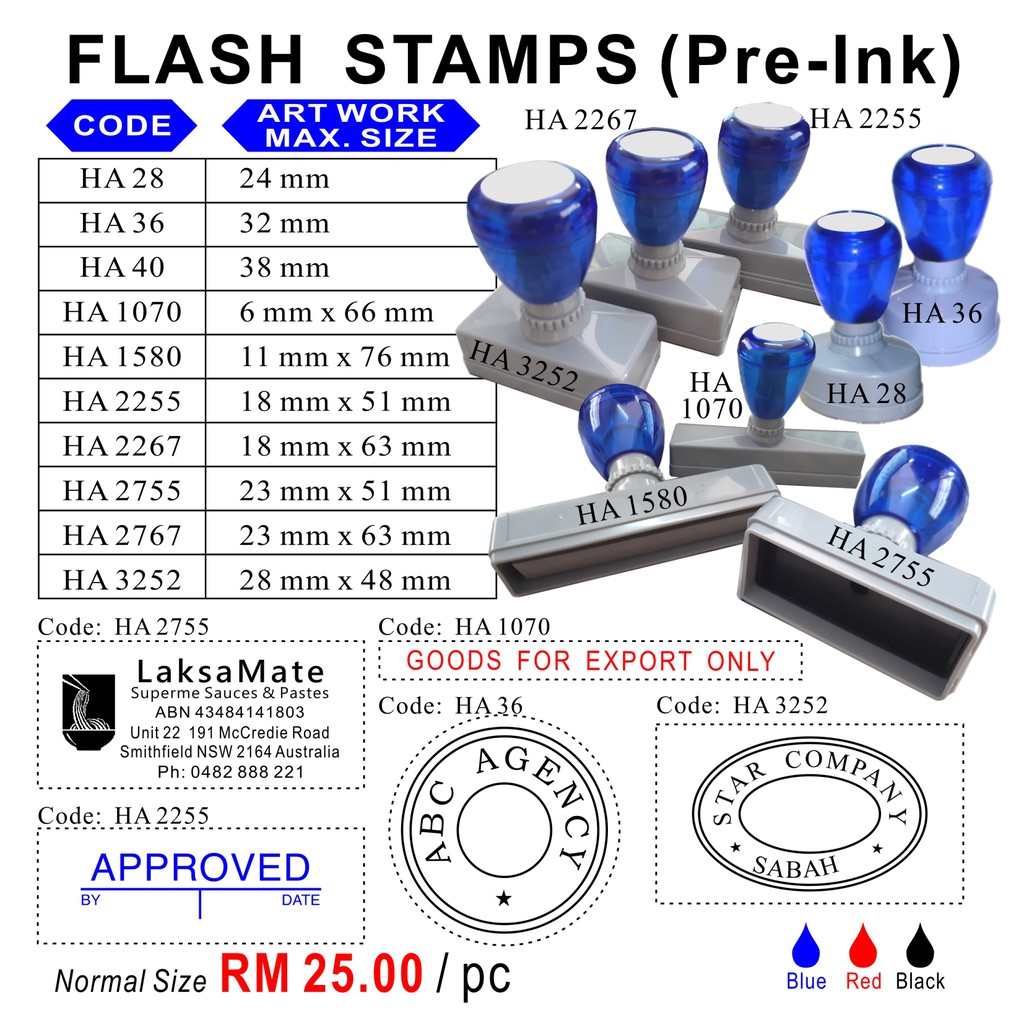 CUSTOMIZED FLASH STAMPS (PRE-INK) | Shopee Malaysia