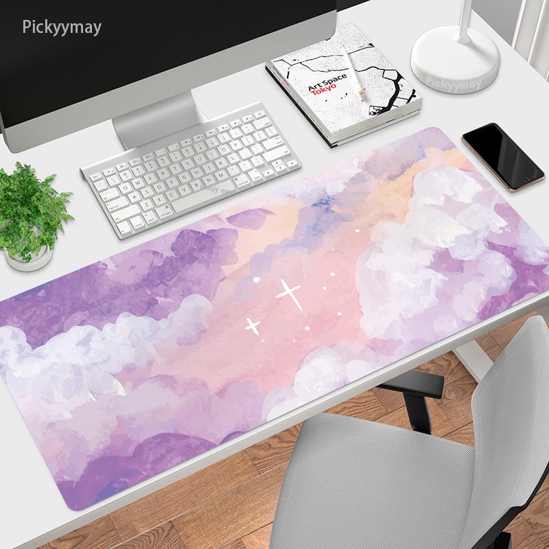 Kawaii Purple Mousepad HD Printed Computer Gamer Office Locking Edge Mouse Pad Keyboard Cute PC Desk Mat Table Carpet