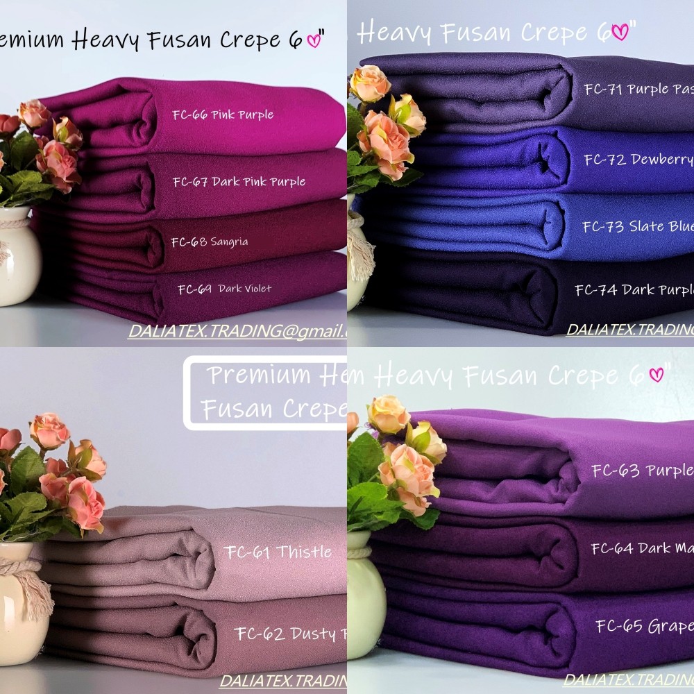  Kain  Pasang  Heavy Premium Fusan Crepe Como Crepe Bidang  