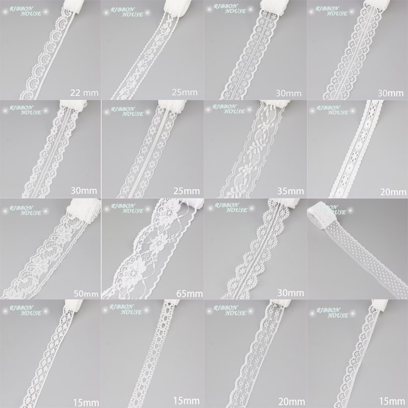 (5yards/roll) Different styles of white lace lace headband design gift box packaging