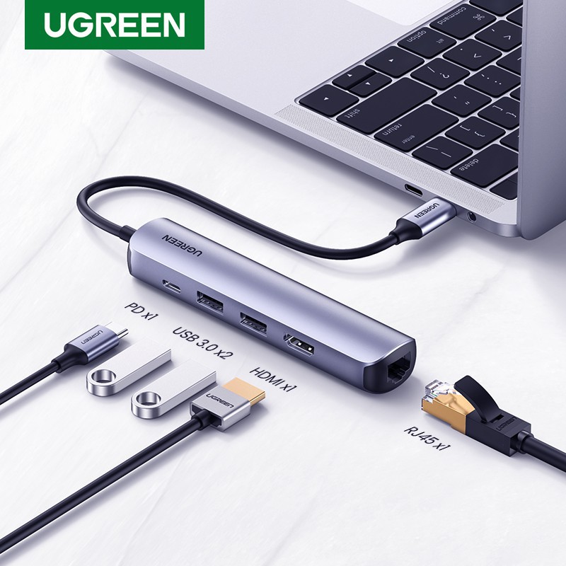 Ugreen usb c hub mini size usb type c 3.1 to 4k hdmi usb 3.0 rj45 otg ...