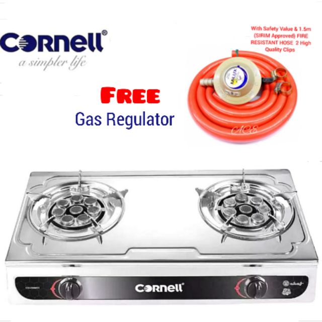 Cornell CGSE8080SS 8 Jets Burner Head Gas Stove/Gas Regulator With
