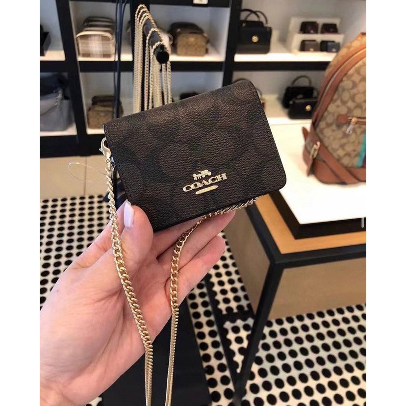 Coach Mini Wallet On Chain Signature Canvas | Shopee Malaysia