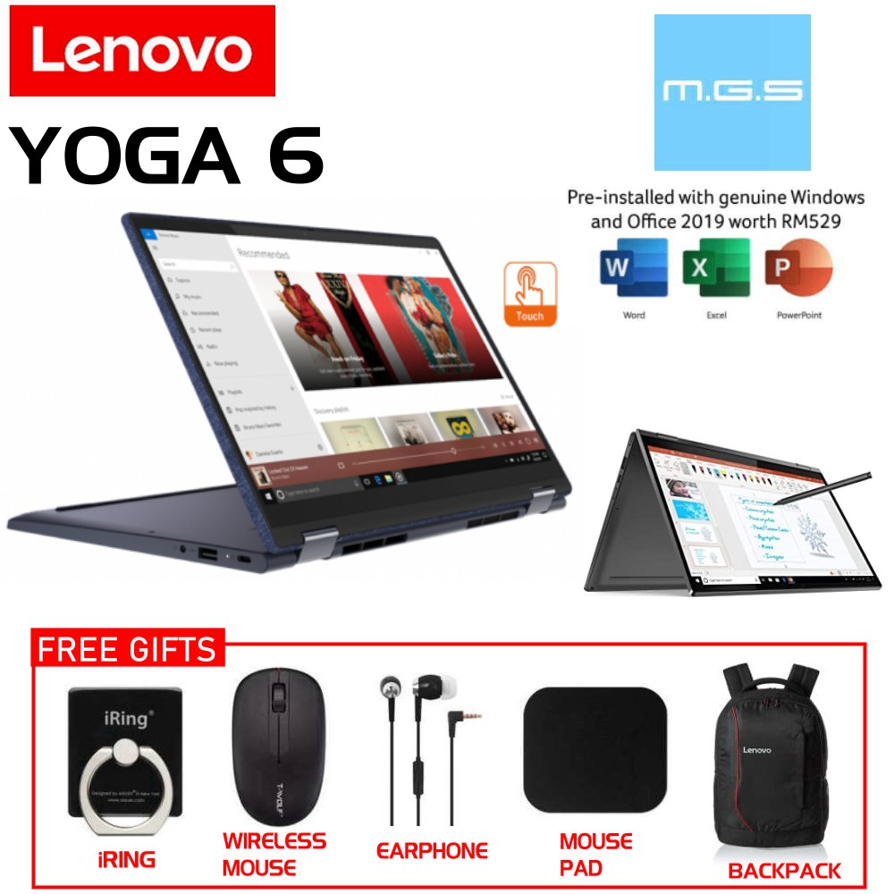 Lenovo Yoga 6 13ALC6 82ND003KMJ 82FN0036MJ '' FHD Touch Laptop Abyss  Blue ( Ryzen 7 5700U, 16GB, 1TB SSD ) | Shopee Malaysia