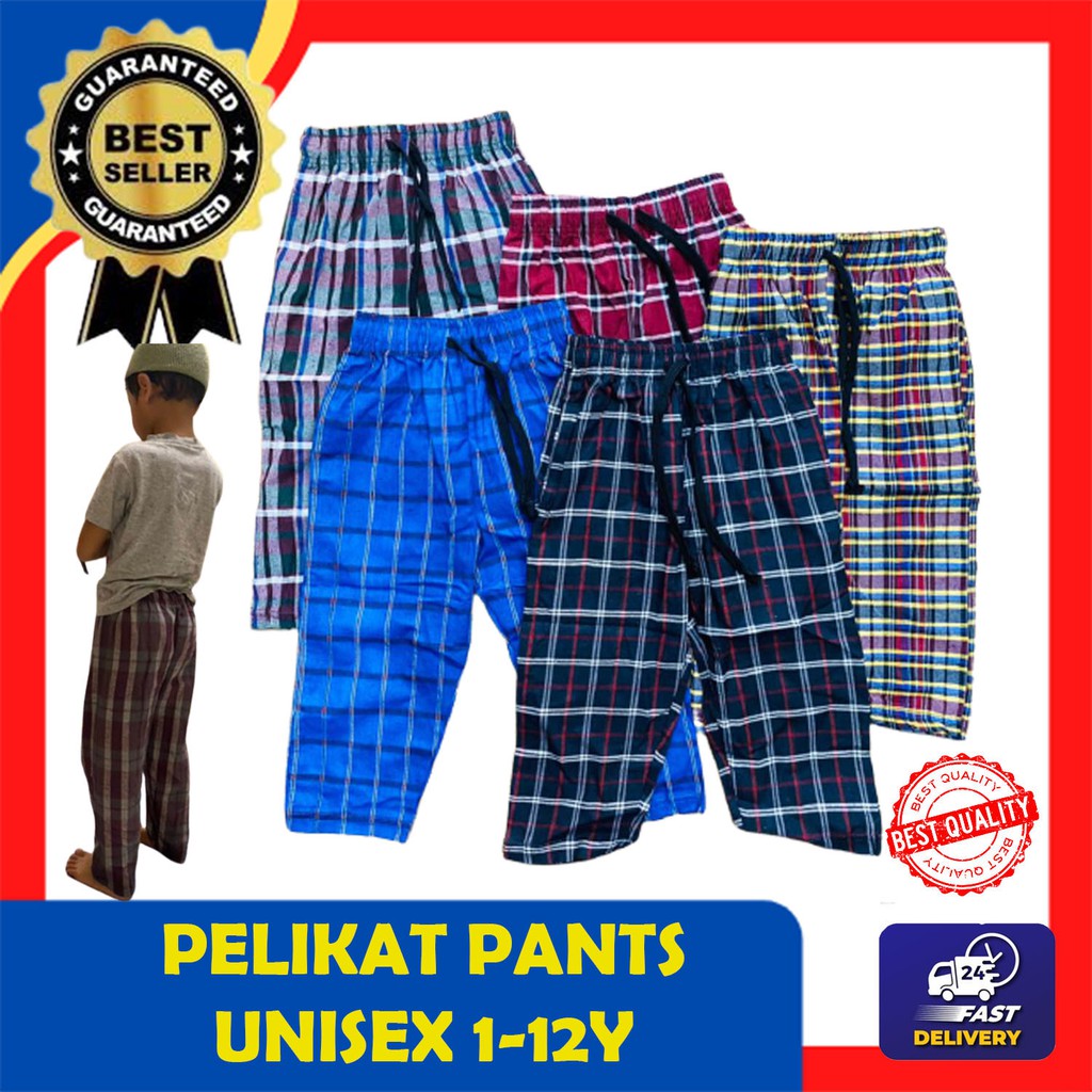 PELIKAT PANTS SELUAR  TIDUR KOTAK  KOTAK  SELUAR  BUDAK UNISEX 