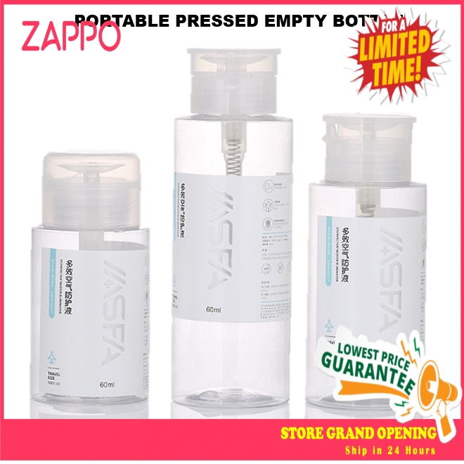 ZAPPO Pressed Empty Bottle Cotton Pad Press Makeup Remover Portable Travel Split Bottle