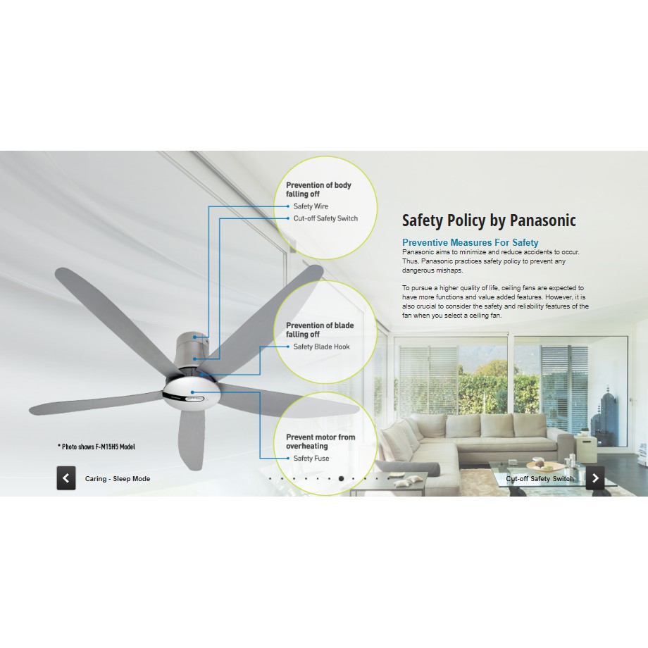 Panasonic Econavi 5 Blade Ceiling Fan 60 F M15h5vbsqh Srh