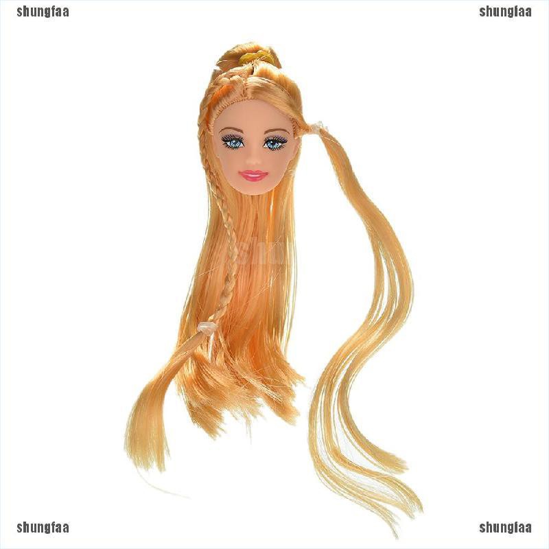 Shungfaa 1 Pcs Doll Head Golden Long Straight Hair For 11 Barbies