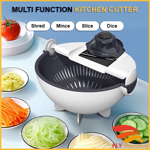 *READY STOCK* 9 IN 1 Vegetable Cutter Manual Carrot Chopper Potato Grater Food Slicer - Penyagat / Sayur / Kentang Lobak