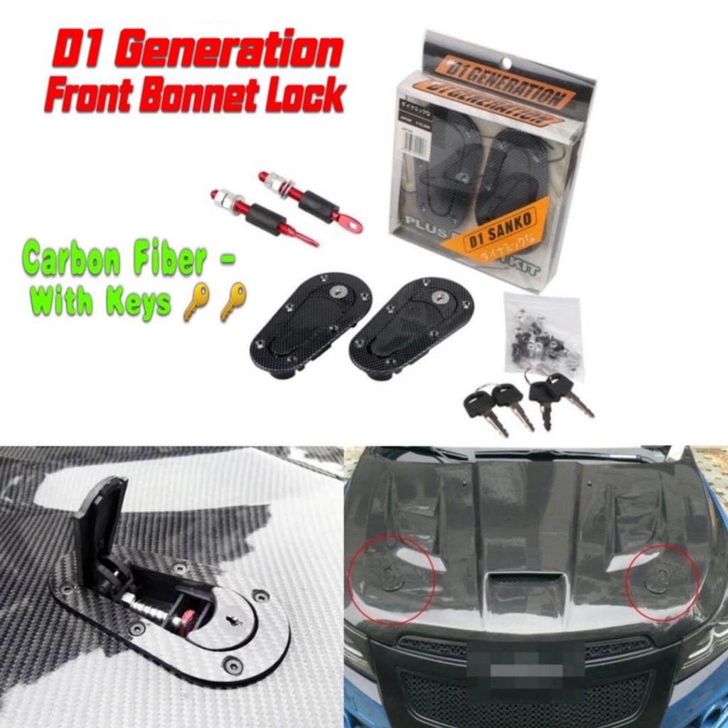 Universal Aluminum Alloy Racing Car lock Plus Flush Hood Latch Pin Key Locking Kit hilux