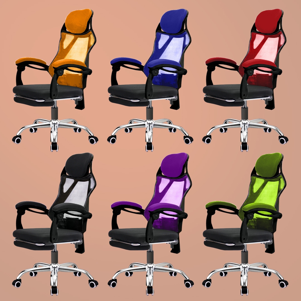 [READY STOCK] FINSSO: Mesh High Back Reclining Lock Office Chair With Hidden Leg Rest - Kerusi Pejabat