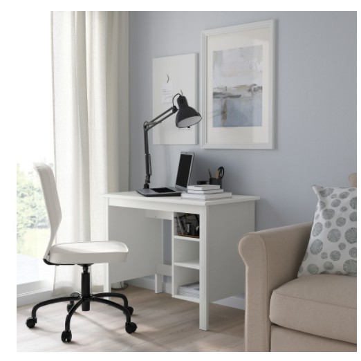 IKEA BRUSALI Desk, white90x52 cm study table meja belajar modern nordic
