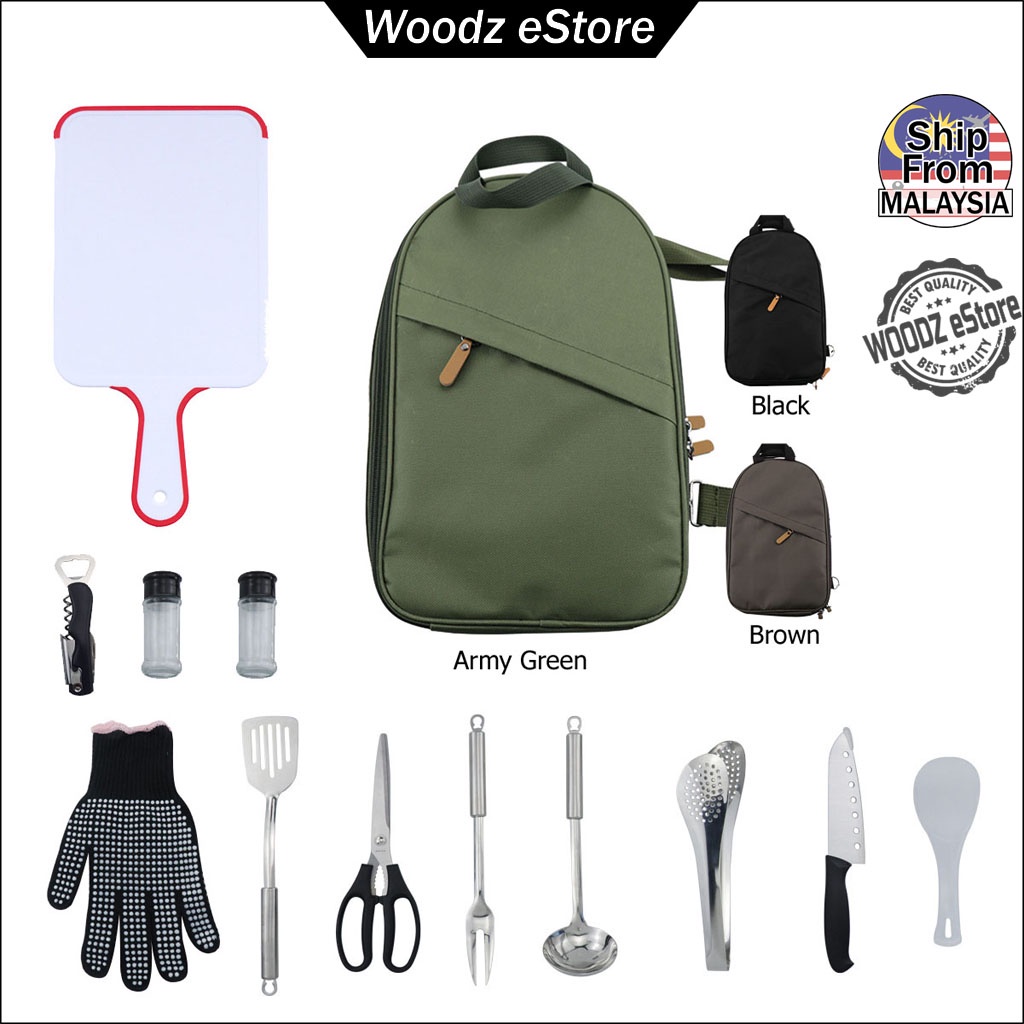 [Woodz] Outdoor Kitchenware 12 Pieces Set Camping Kitchen Cookware Set