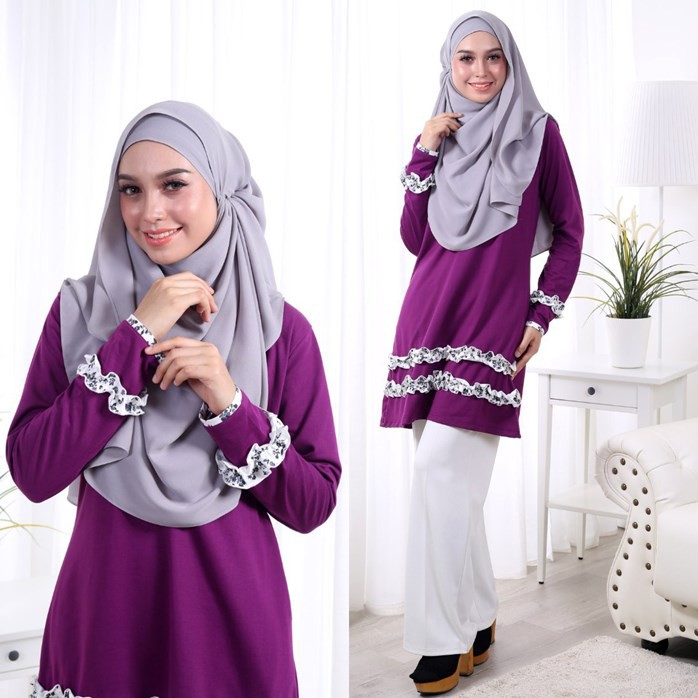 Blouse Sedondon Ibu Dan Anak By Madeena Nursing Wudhu Friendly Purple