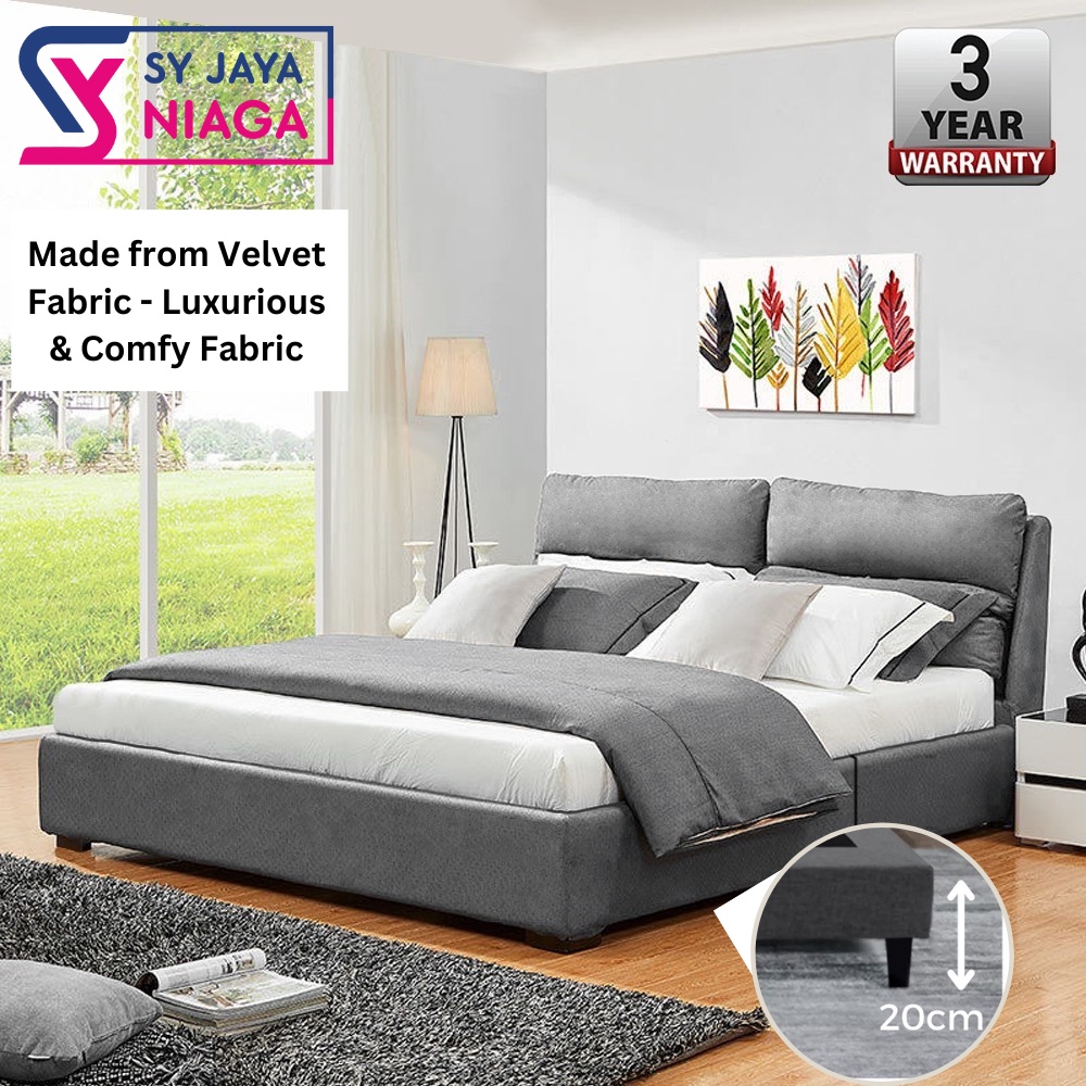 YUGANA HOME Dowry Bedframe Katil Soft Velvet Fabric Base King Size