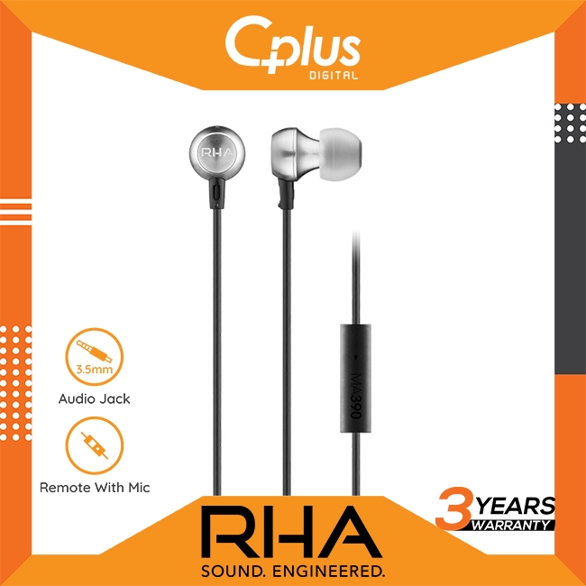 rha universal noise isolating ear headphones with universal remote and microphone