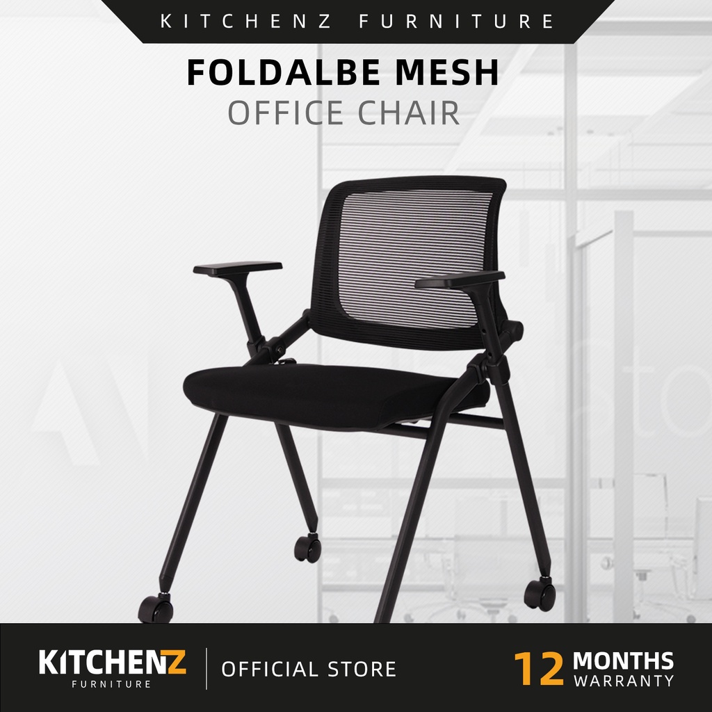KitchenZ Mesh folding Office Chair Computer Chair Kerusi Lipat Roda