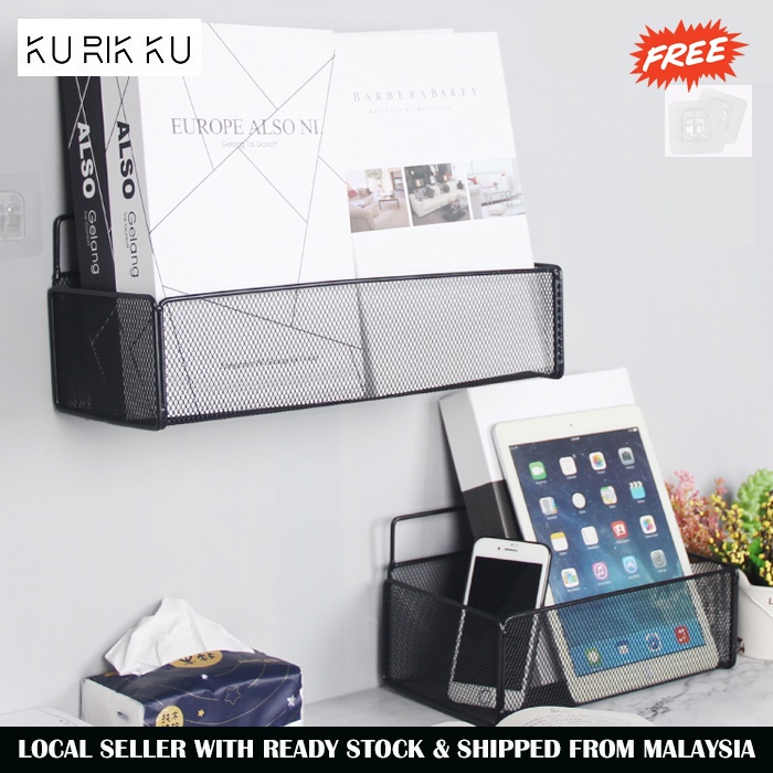 Multi Usage Wall Mount Adhesive Metal Hanging Wire Storage Basket