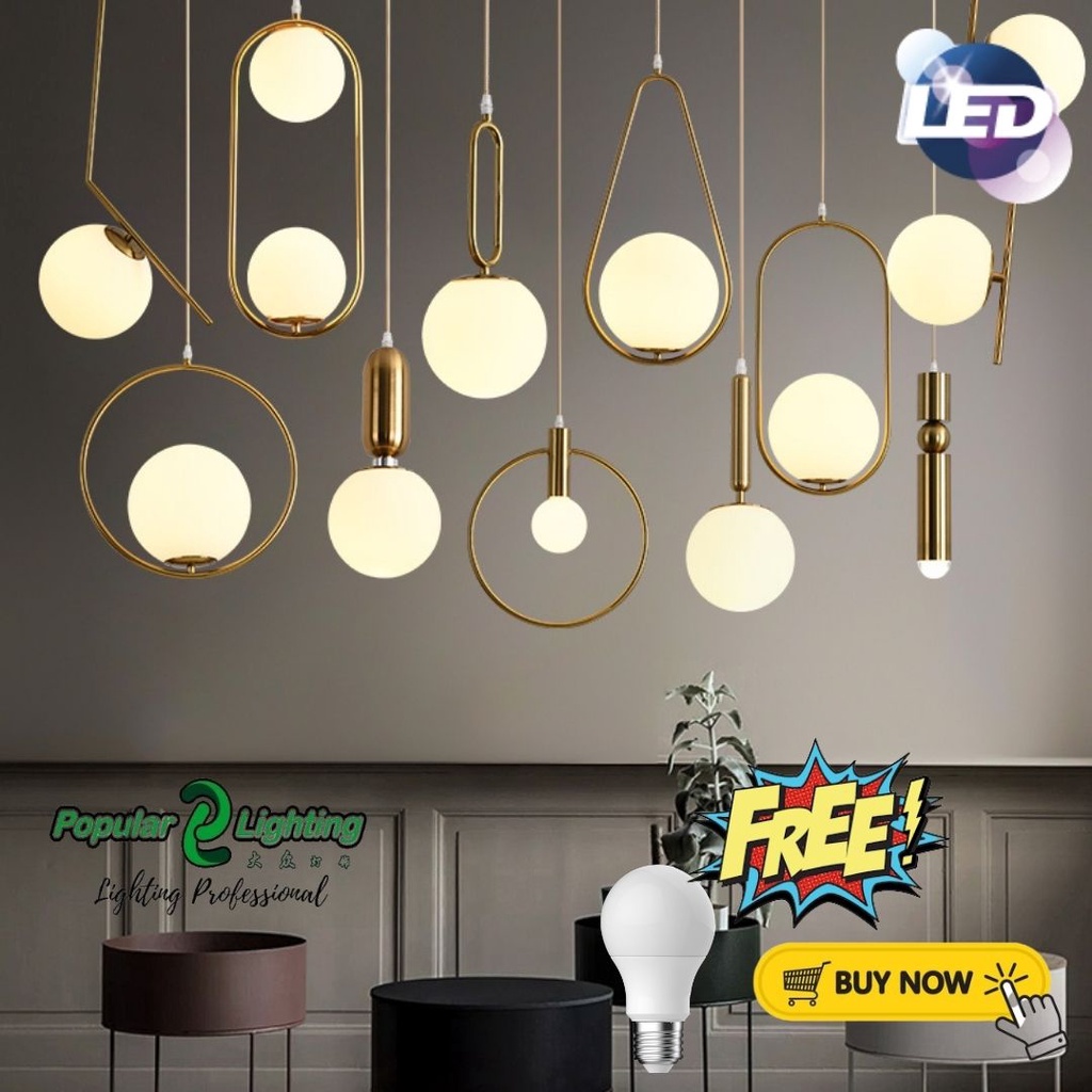 Modern Glass Ball Led Pendant Lamp Fixtures Bedside Gold Indoor Kitchen Hanging Lights Luminaire Dining Room Lighting