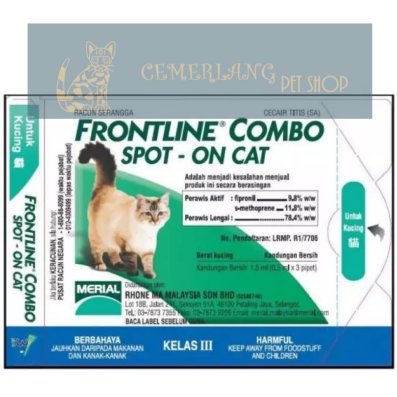Frontline Combo Spot On Cat Ubat Kutu Kucing Shopee Malaysia