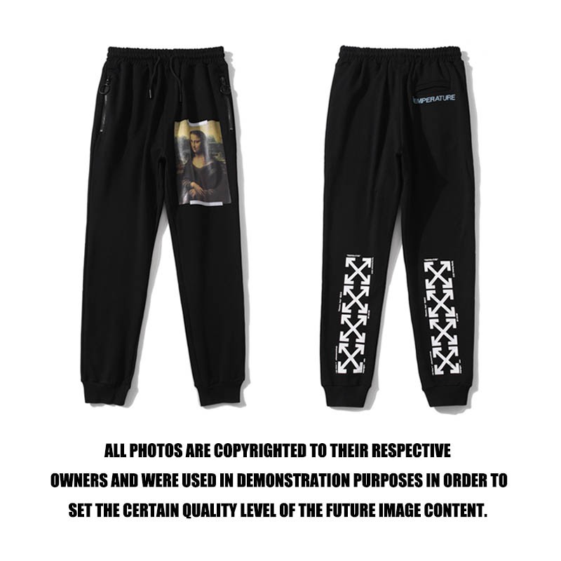 black joggers with white drawstring