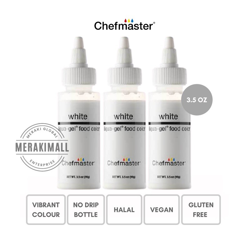 Chefmaster White Liqua Gel Food Coloring 3 5oz Liquid Whitener Halal Vegan Gluten Free Shopee Malaysia