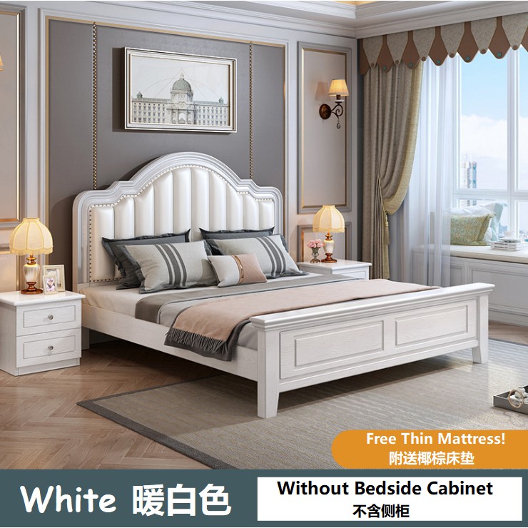 150x200cm Solid Wood Bed Frame Bedroom, Queen Size Princess Bed Frame
