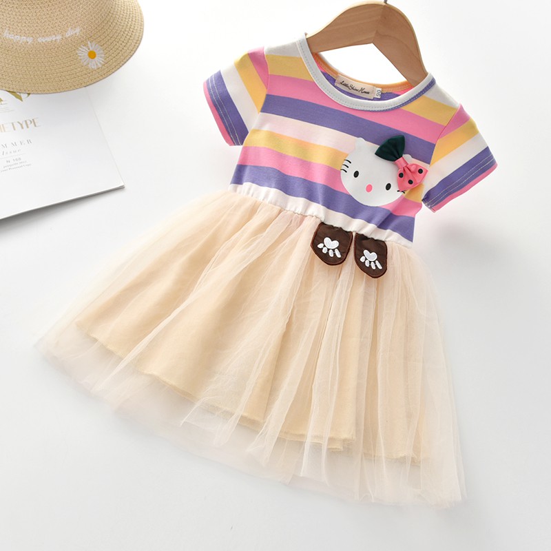 Korean Style Kids Children Rainbow Cute Bunny Dress Girls Tutu Party Costume One Piece Dresses For 1 6yrs Shopee Malaysia