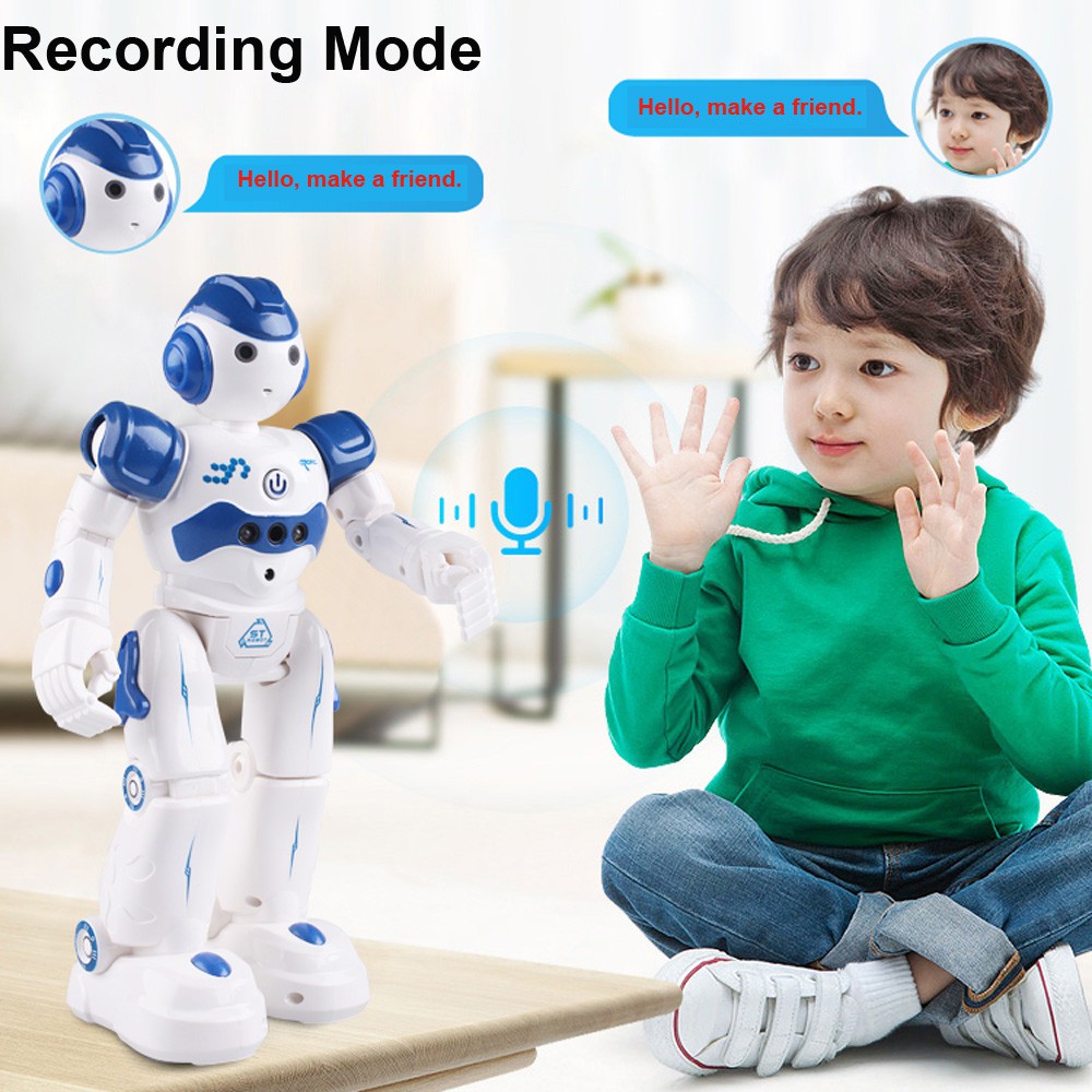 boy speaking robot
