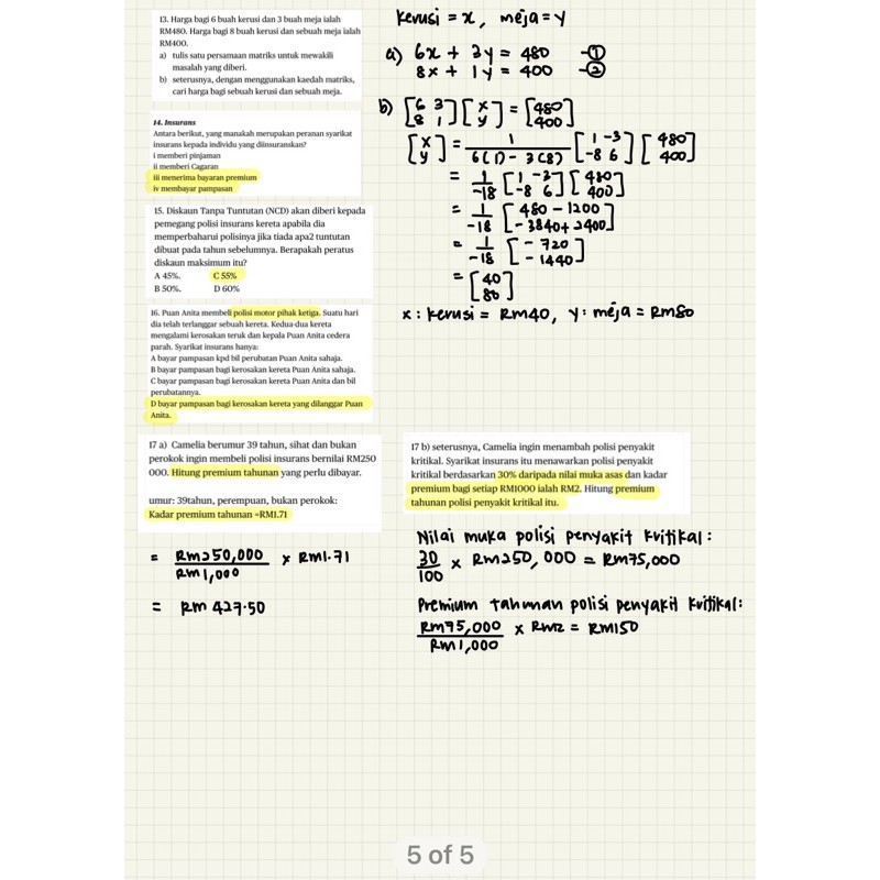 Set 1 Soalan Revision Matematik Tingkatan 4 5 Beserta Jawapan Shopee Malaysia
