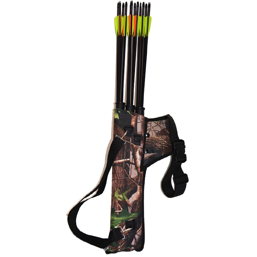 Hunting Archery Arrow Holder 4 Tube Bag Back Side Waist Quiver Camo Black BU
