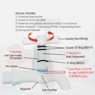 Jopex Pvc Bib Tap Round Handle Bib Tap Plastic Water Tap Kepala Paip Bulat Plastik Air Ori