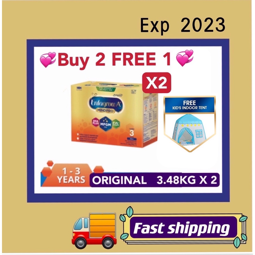 Enfagrow A+ MindPro step 3 original/Asli( 3.6kg / 3.48kg )Buy 2 Free 1 kid’s Indoor Tent  Exp2023