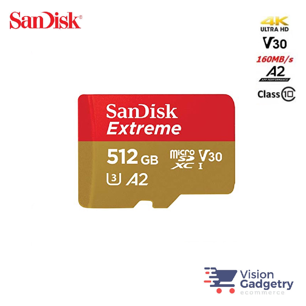 SanDisk Extreme Class 10 Micro SD Card 4K A2 V30 190MBS (512GB