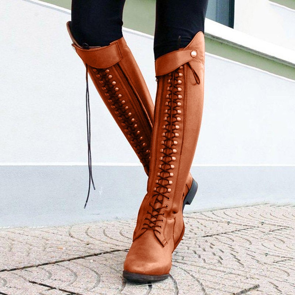 Details about  / Men/'s British Retro Cool Side Zipper Buckle Knee High Boots Military Riding Boot