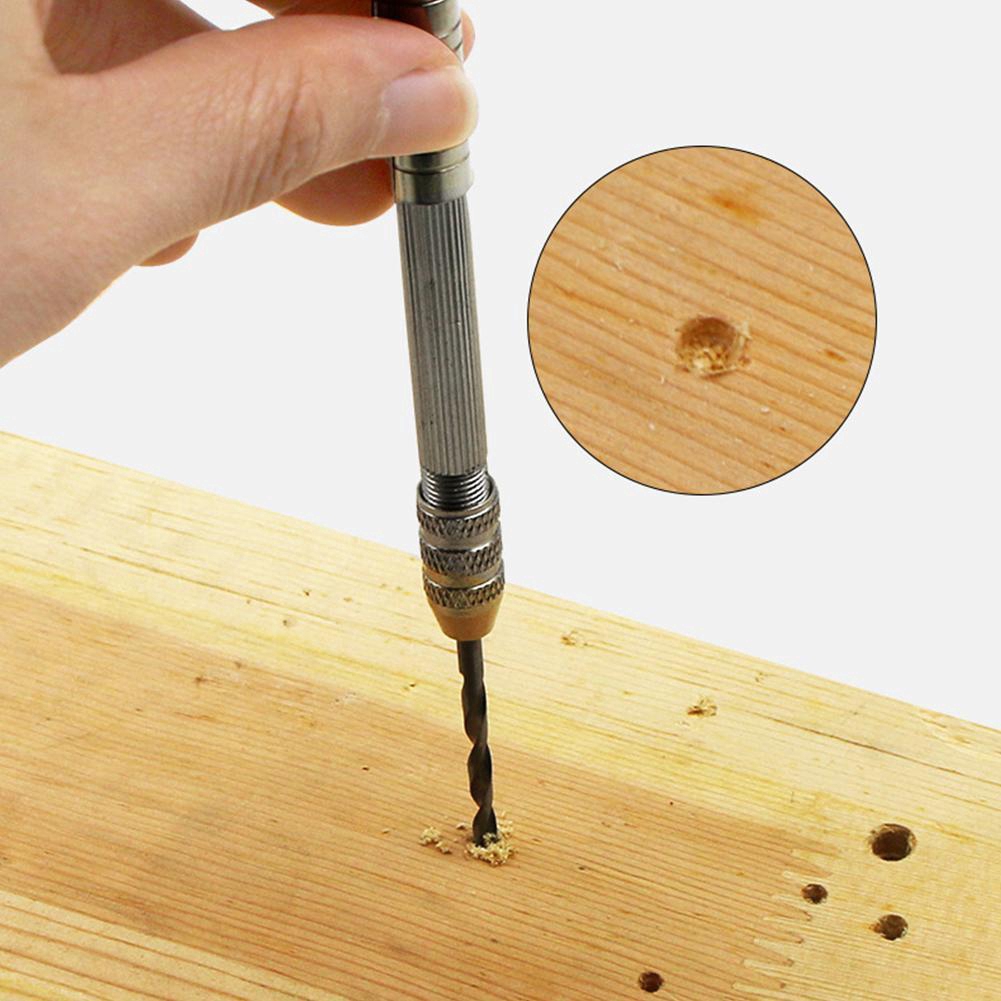 Mini Micro Hand Drill Chuck with 5pcs Twist Drill Bit Jewelry Craft DIY Tool F-U