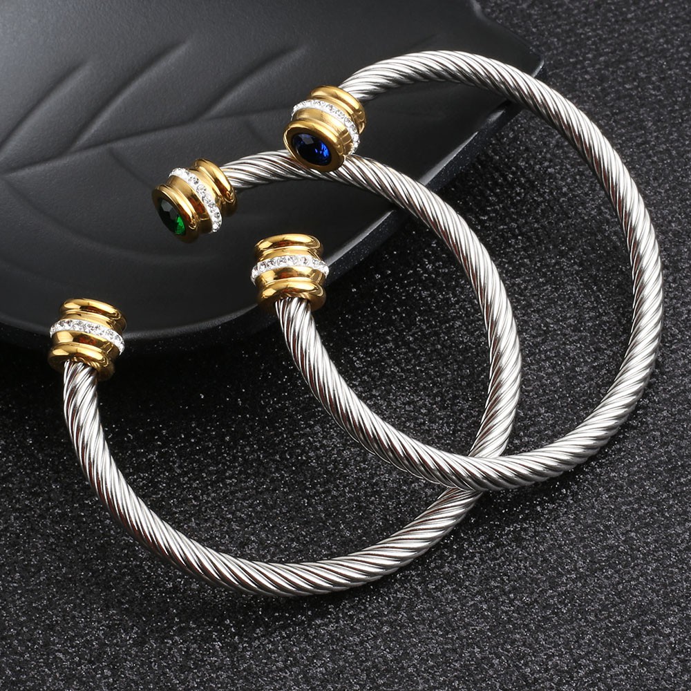New Stainless Steel Twisted Cable Cuff Vintage Stackable Bangle ...