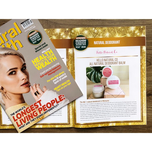 Award Winning Natural Deodorant Hello Natural Co 50g Shopee Malaysia