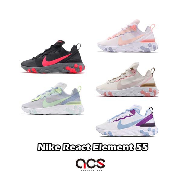 Nike React Element 55 White Black Pink Purple Green Pink Series Shoes Shopee Malaysia