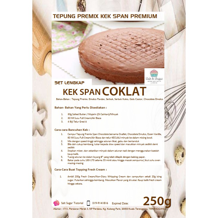 Tepung Premix Premix Kek Span Coklat Shopee Malaysia