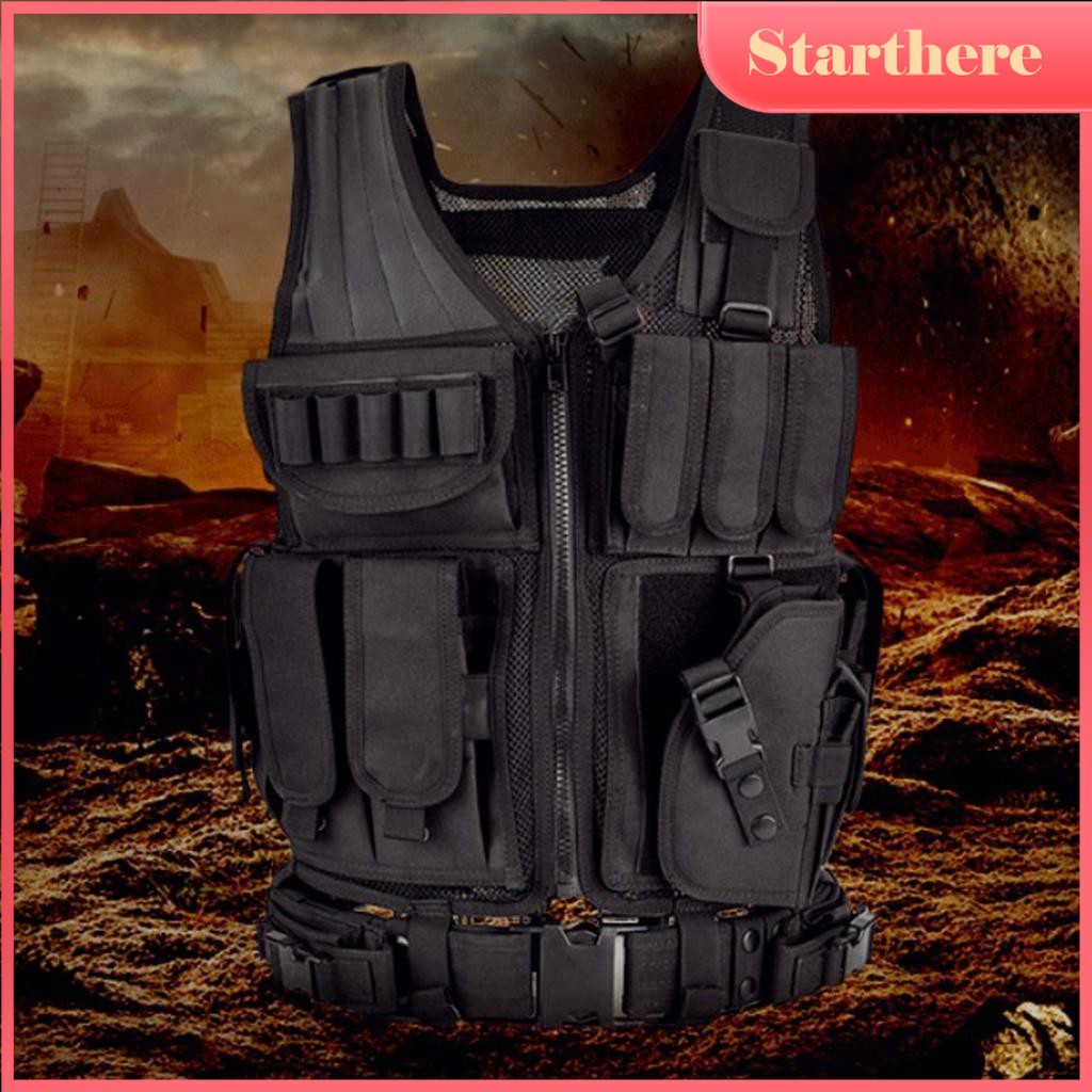 【Ship From Klang】 Luxury version Tactical Molle Vest Adjustable Military Combat Assault Training Vest Detachable