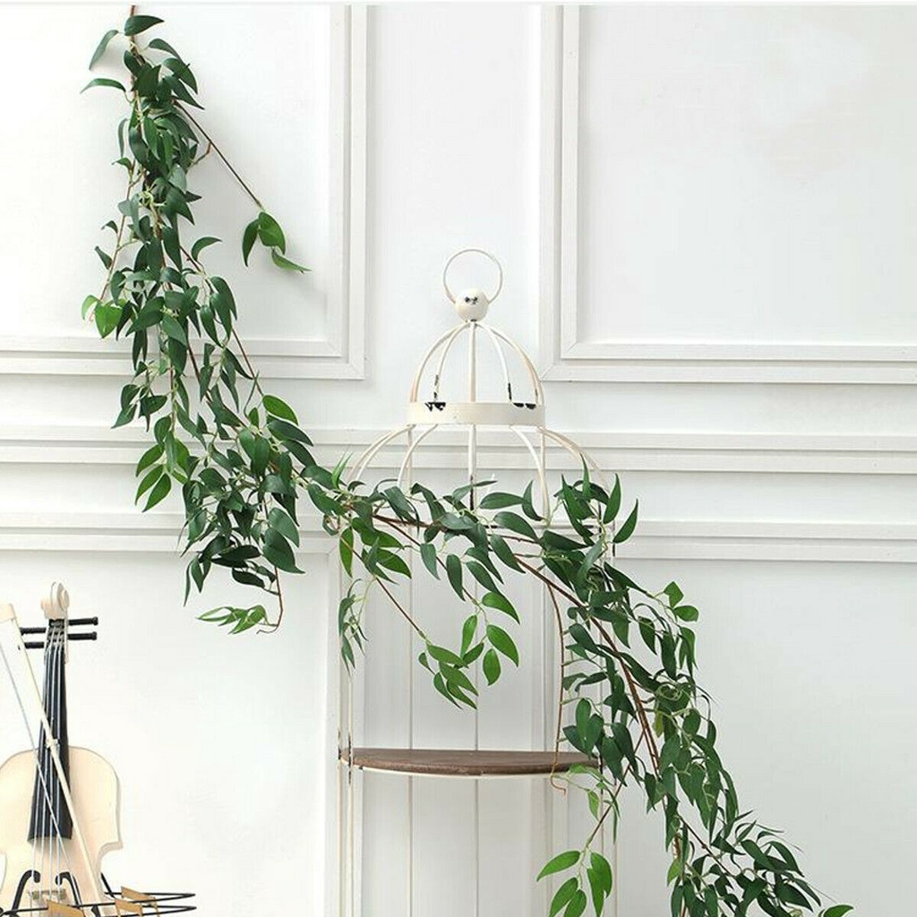 1.7m Artificial Green Silk Willow Rattan Leaves Garland/Wedding Simulation Lifelike Lvy Vine Decor/Hotel Window Home Party Eucalyptus Plants Decoration