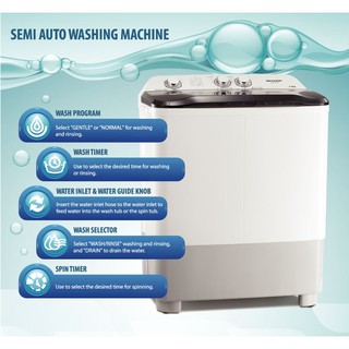 Sharp Semi Auto 7KG Washing Machine Washer EST7015