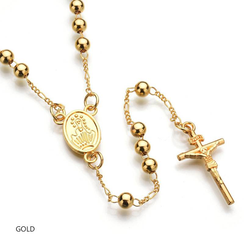 18k Rose Gold Plated Micro Jesus Piece 1 inch with 30 inch ball chain Necklace