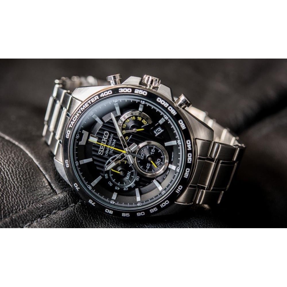 seiko chronograph black dial men's watch